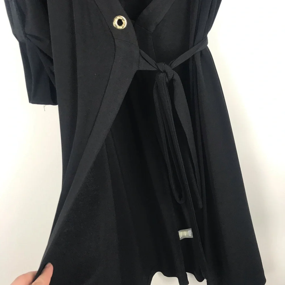 Calvin Klein Black Mini Wrap Dress with Grommet Detail